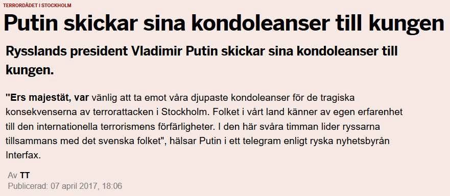 Putin Till Carl XVI Gustav
