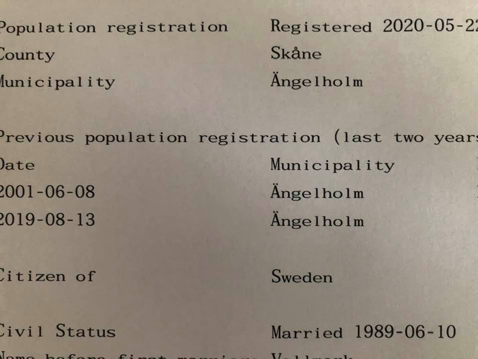 Utskrivet Personbevis Från Wallmark