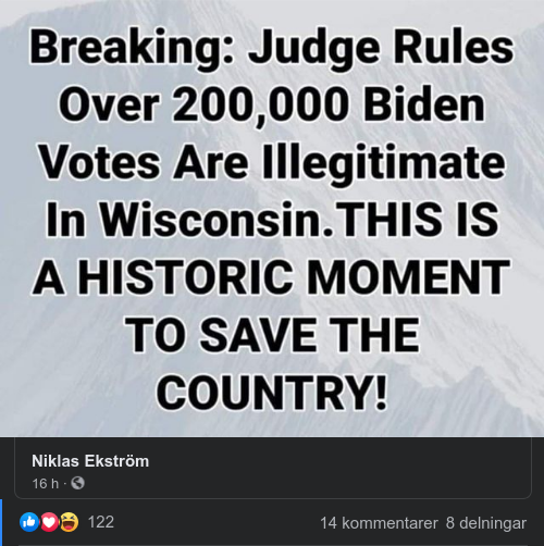 Domare I Wisconsin Ogiltigförklarar 200'000 Biden-Röster