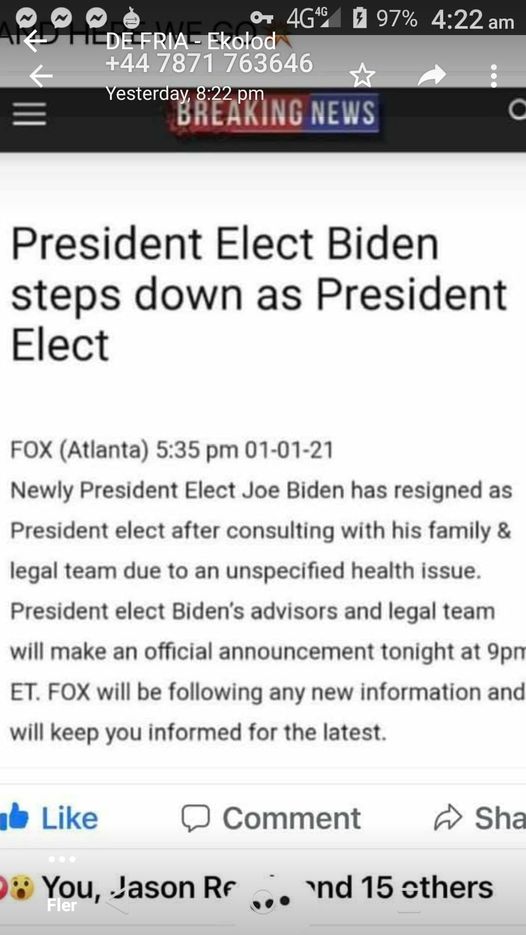 Inte Längre President Elect Biden?