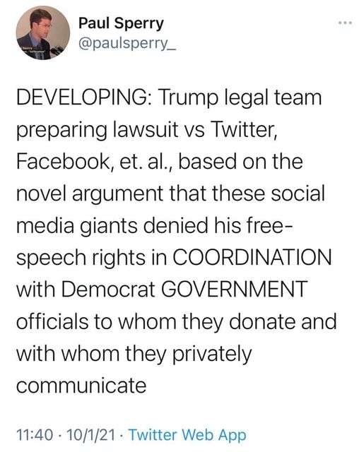 Trump Förbereder Rättsmål Mot Koordinerade Big Tech & Regeringsdemokrater