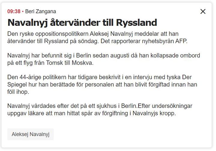 Navalny Återvänder Till Ryssland