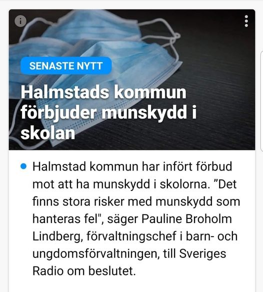Förbjudna Munskydd I Halmstads Skola