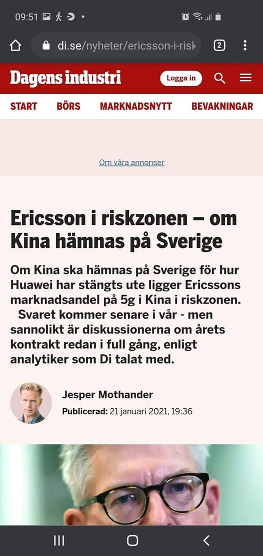 Ericsson I Kinesisk Riskzon