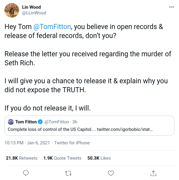 Lin Wood, Tom Fitton & Seth Rich