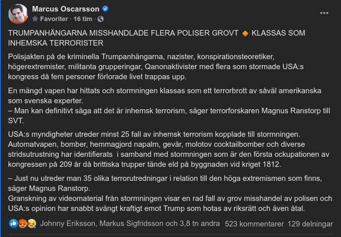 Inhemsk Amerikansk Terrorism I Sverige