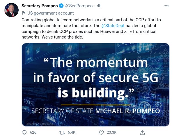 Pompeo Om Telekominfrastrukturkontroll