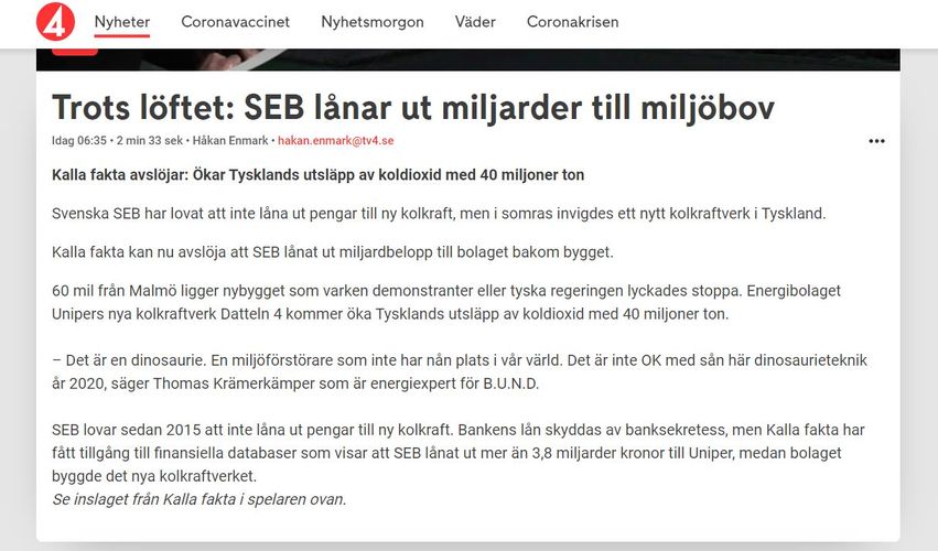 SEB Lånar Till Miljöbov
