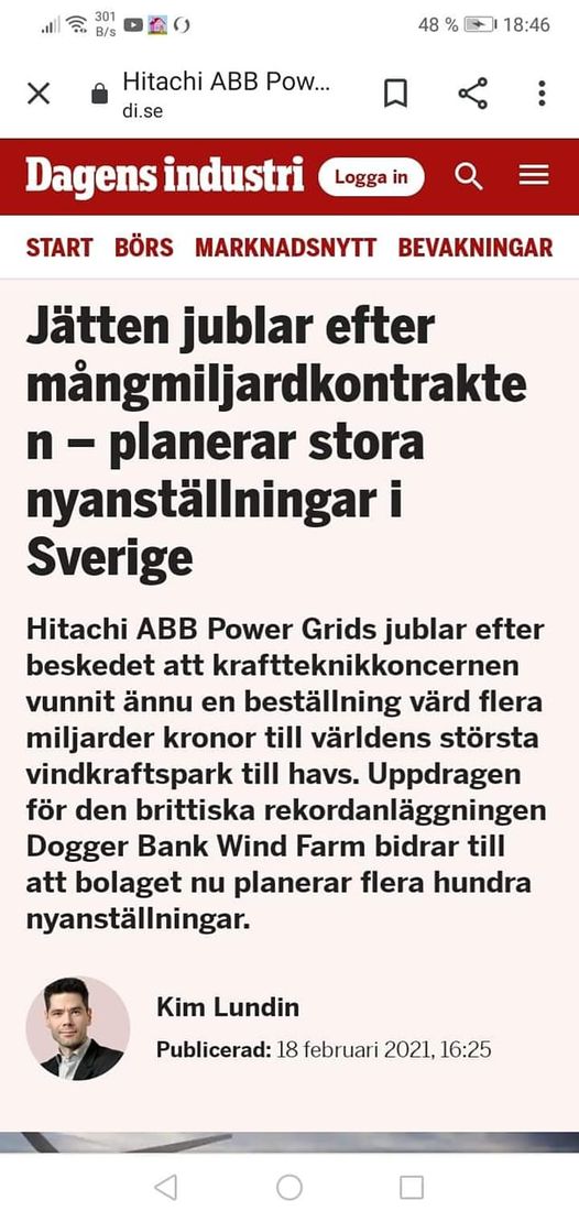 Vindkraftskontrakt För Hitachi ABB Power Grids