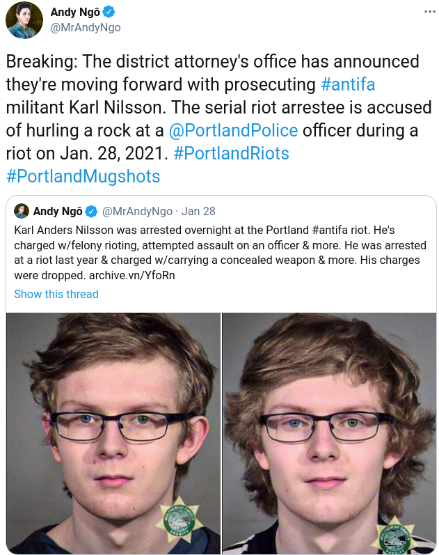 Antifa Karl Nilsson & Amerikas Rättsväsende