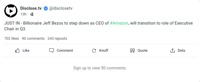 Bezos Avgår Som VD För Amazon