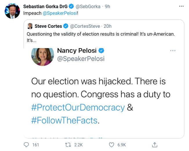 Gorka Om Pelosi & Riksrätt