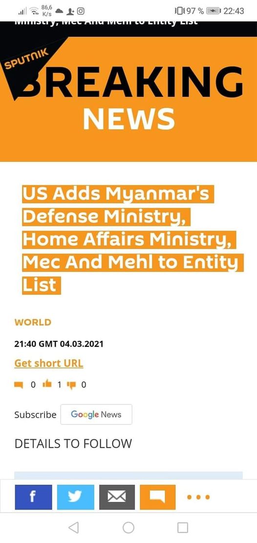 USA Sätter Myanmar På Sanktionslista