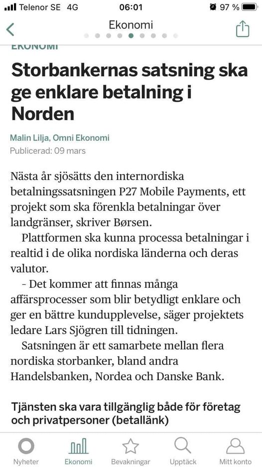 Betalningsförenklandesatsande Storbanker