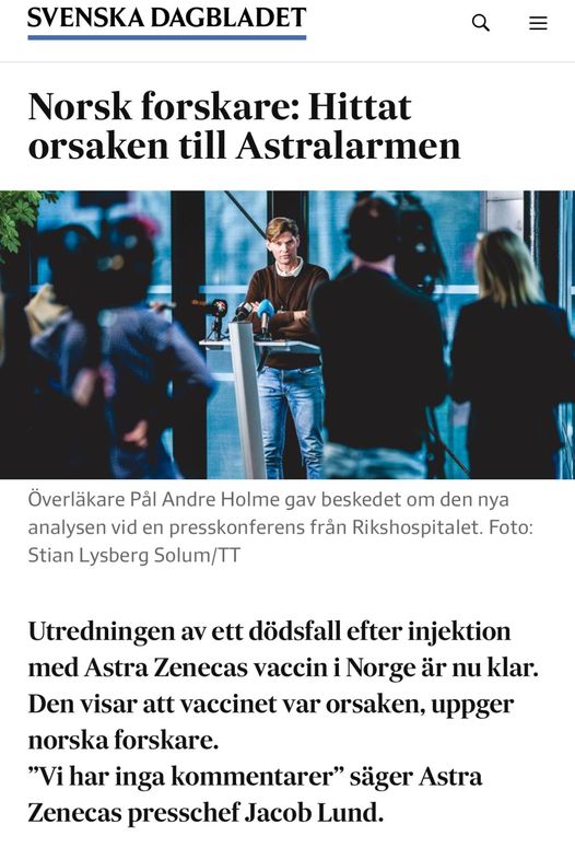 Dödsorsak: AstraZenecas Vaccin