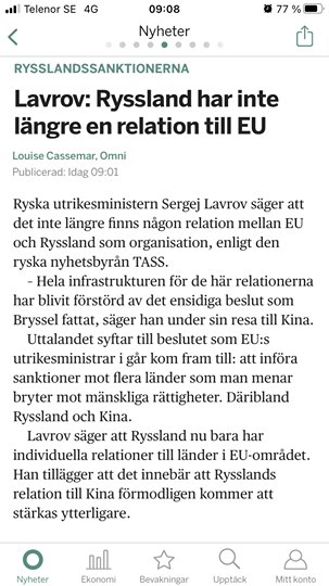 Ryssland Utan EU Relation