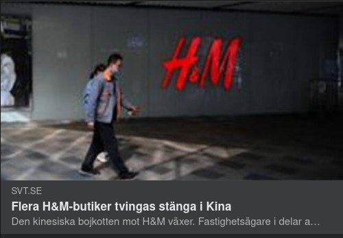 Dåligt För H&M I Kina