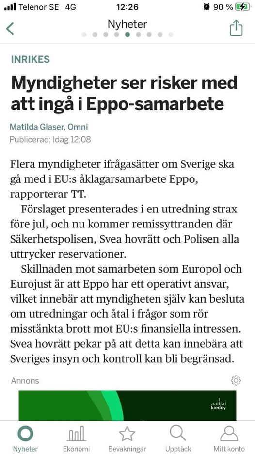 Svenskt Ifrågasättande Om Eppo-Samarbete