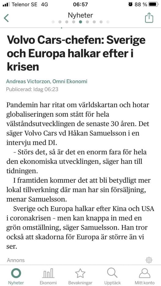 Volvo Carschefen Utan Monetärmekanik