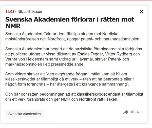 NMR Får Rätt Mot Svenska Akademin