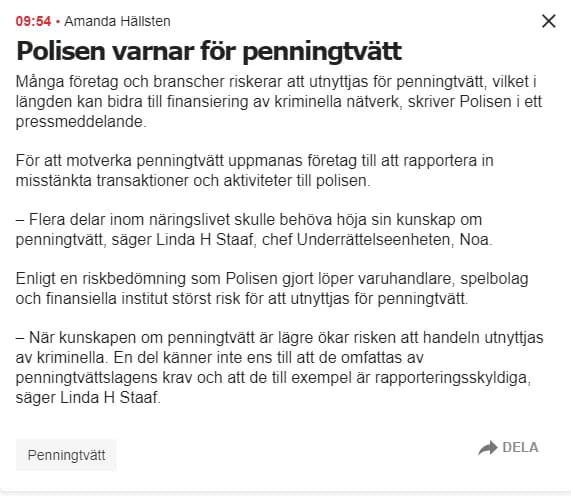 Polispenningtvättsvarning