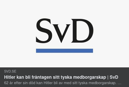 Hitlers Tyska Medborgarskap Åter Aktuellt