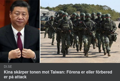 Kina Skräckporrar Gentemot Taiwan