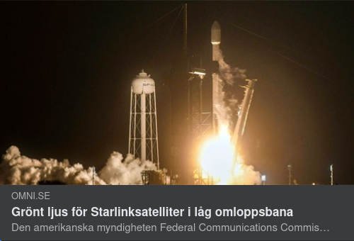 Godkända Starlinksatteliterbanor