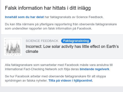 Solaktivitet & FB:s Faktagranskare
