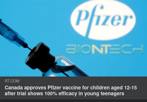Kanada Godkänner Pfizer Vaccin För 12-15 Åringar