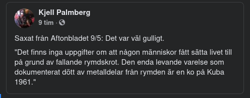 Dokumenterad Rymdskrotsdöd