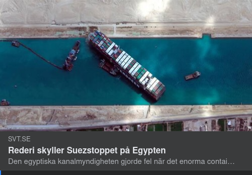 Rederiet Hävdar Egyptiskt Ansvar För Suezstopp