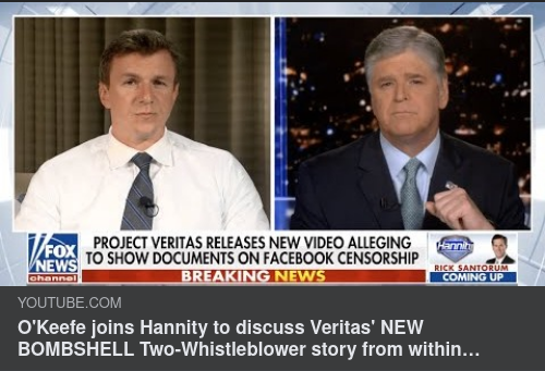 O'Keefe Hos Hannity Om FB