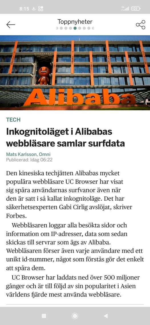 Surfdatasamlande Alibabawebbläsare