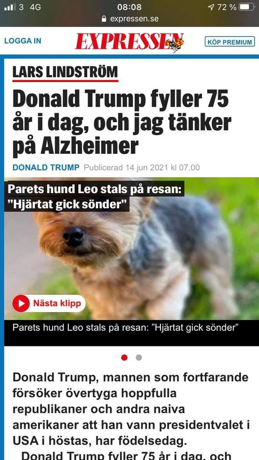 Trumps Födelsedag & Alzheimertänkande Lindström