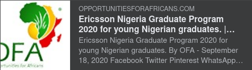 Ericsson Nigeria Graduate Program 2020