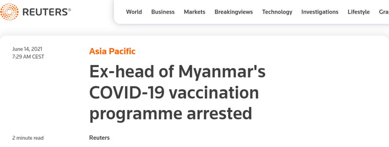 F.D. Pandemichef Häktad I Myanmar