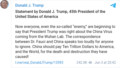 Trump & Kinavirusets Ursprung