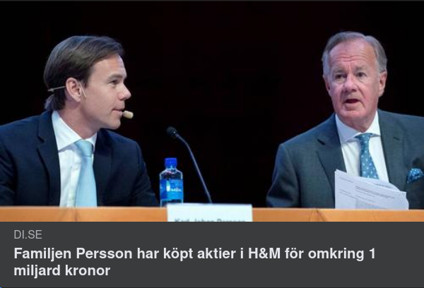 Miljardköp Av H&M-Aktier Från Perssonfamiljen