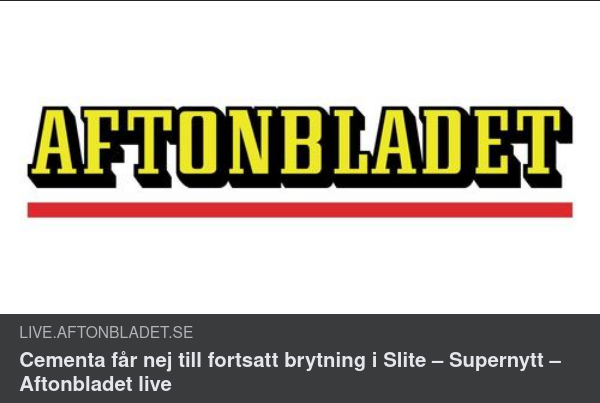 Ingen Fortsatt Cementa-Brytning I Slite