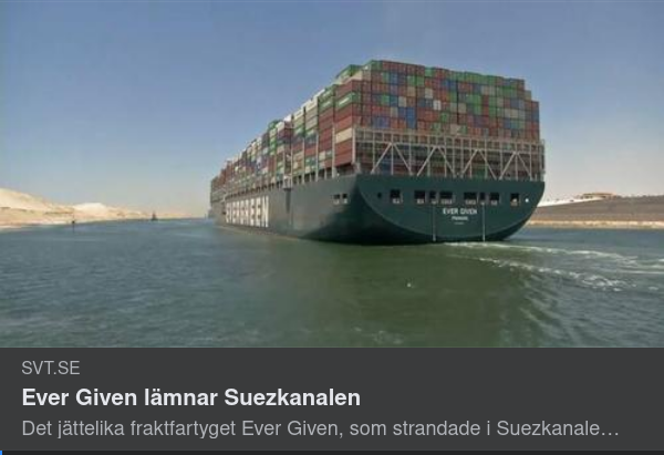 Ever Given Lämnar Med Durham I Kölvattnet...