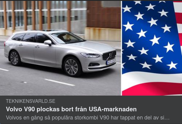Volvo V90 Bort Från USA-Marknaden