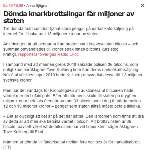 Statligt Miljonåterbetalande Till Dömda Knarkbrottslingar