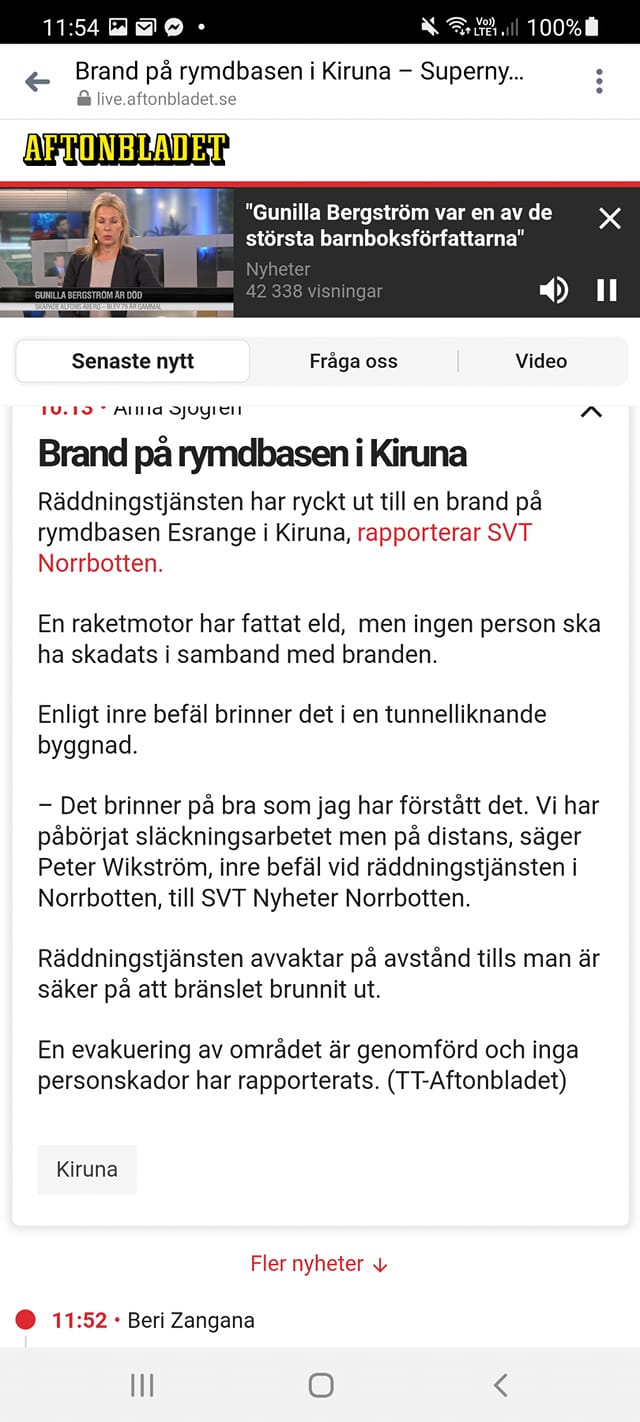 Rymdbasbrand I Kiruna