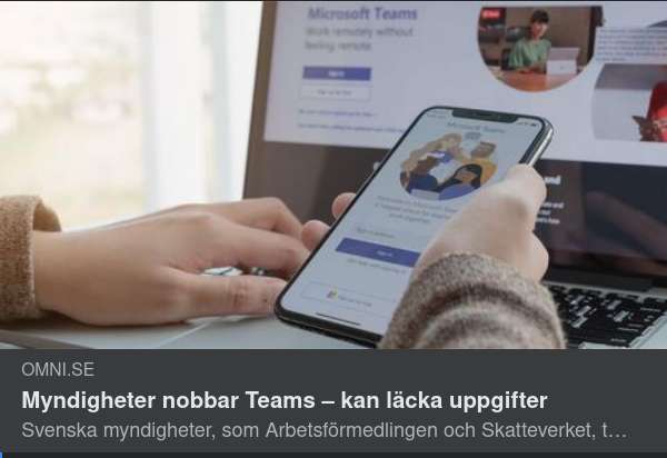 Svenska Myndigheter Nobbar Microsoft Teams