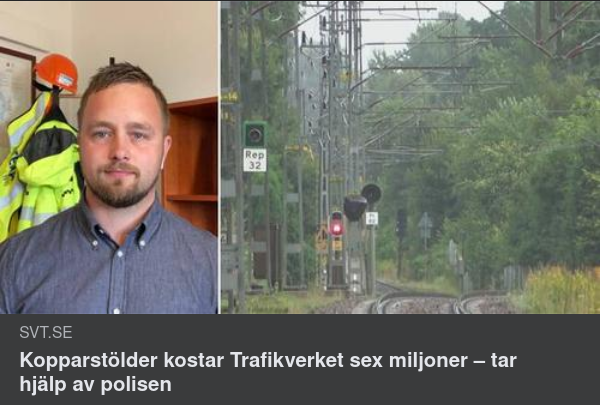 Trafikverkets Kopparstöldskostnad
