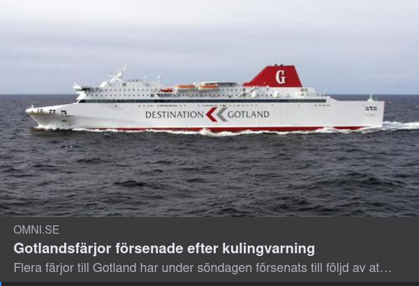 Kulingvarningsförsenade Gotlandsfärjor