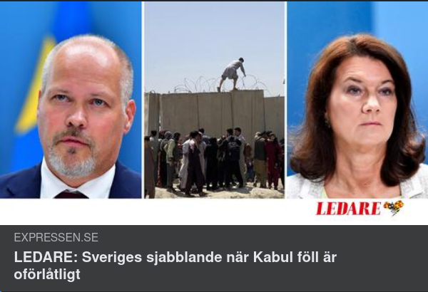Oförlåtligt Svenskt Sjabblande Under Kabuls Fall