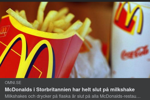 Milkshakebrist För McDonalds I Storbrittanien