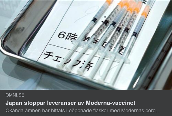 Japan Stoppar Moderna-Vaccin